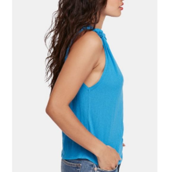 We The Free Free People Sleeveless Crew Neck Tank Top Size XSmall Lapis New - Picture 4 of 8